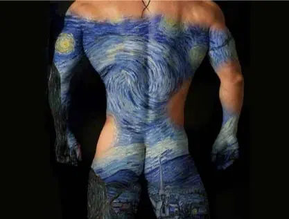 Man Canvas body painting for hens party 4